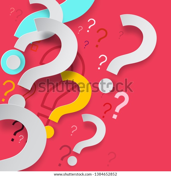 Paper Cut Question Marks On Red Stock Vector (Royalty Free) 1384652852