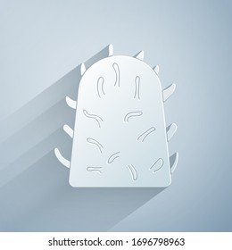 Paper cut Rabies virus disease microorganisms icon isolated on grey background. Paper art style. Vector Illustration