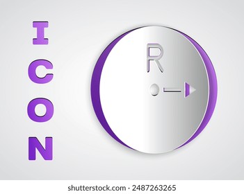 Paper cut Radius icon isolated on grey background. Paper art style. Vector