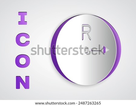Paper cut Radius icon isolated on grey background. Paper art style. Vector