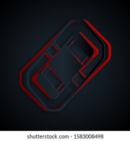 Paper cut Rafting boat icon isolated on black background. Inflatable boat. Water sports, extreme sports, holiday, vacation, team building. Paper art style. Vector Illustration
