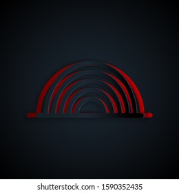Paper cut Rainbow icon isolated on black background. Paper art style. Vector Illustration