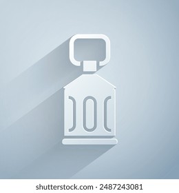 Paper cut Ramadan Kareem lantern icon isolated on grey background. Paper art style. Vector