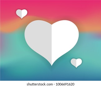 Paper cut realistic valentine's day heart vector