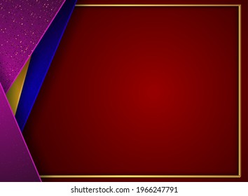 paper cut red gold background with red metallic texture 3d