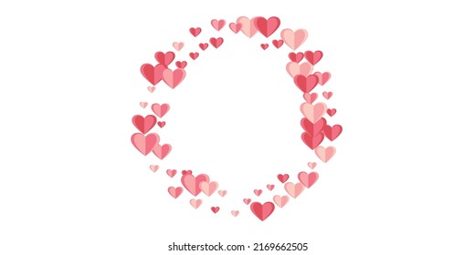 Paper cut red heart shapes explosion background design. Valentine carnival decor. Gift card backdrop. Little heart marriage symbols illustration.