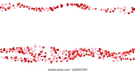 Paper cut red heart shapes flying vector background. Wedding decorative elements. Banner backdrop. Random heart relationship signs on white.