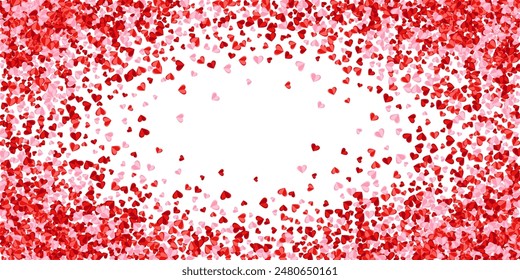 Paper cut red heart shapes confetti vector background. Festive decorative elements. Banner background. Little heart marriage symbols on white.