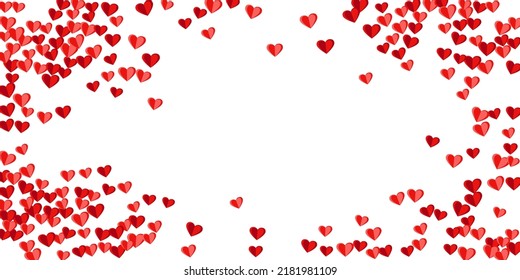 Paper cut red heart symbols beautiful vector background. Valentine's Day decor. Postcard backdrop. Random heart marriage symbols illustration.