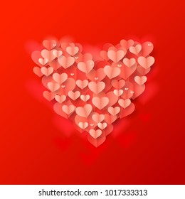 paper cut red heart, vector