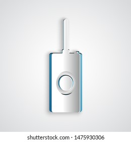 Paper cut Remote control icon isolated on grey background. Paper art style. Vector Illustration