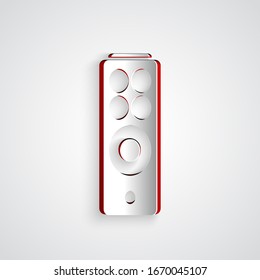Paper cut Remote control icon isolated on grey background. Paper art style. Vector Illustration