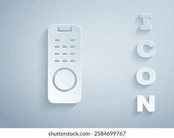 Paper cut Remote control icon isolated on grey background. Paper art style. Vector