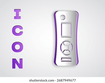 Paper cut Remote control icon isolated on grey background. Paper art style. Vector