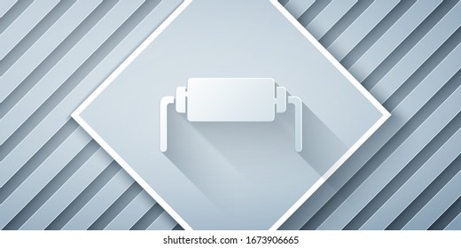 Papier geschnitten Resistor Elektrizität Symbol einzeln auf grauem Hintergrund. Kunststil aus Papier. Vektorillustration-Illustration