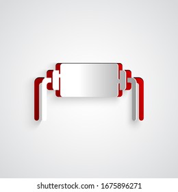 Paper cut Resistor electricity icon isolated on grey background. Paper art style. Vector Illustration
