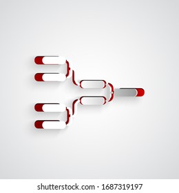 Paper cut Results and standing tables scoreboard championship tournament bracket icon isolated on grey background. Paper art style. Vector Illustration