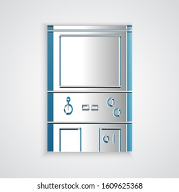 Paper cut Retro arcade game machine icon isolated on grey background. Paper art style. Vector Illustration