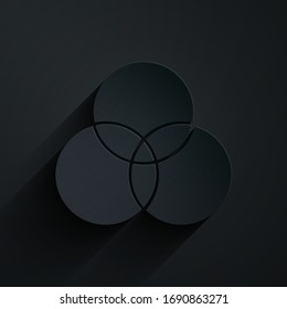 Paper cut RGB and CMYK color mixing icon isolated on black background. Paper art style. Vector Illustration