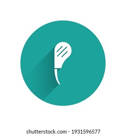 Paper cut Rib eye steak icon isolated on blue background. Steak tomahawk. Piece of meat. Paper art style. Vector