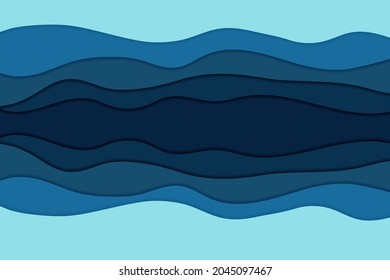 Papier geschnitten Fluss .Top Blick auf den Wasserstrom, Ufer und grüne Büsche und Wälder.Natur- und Umweltschutz kreative Idee Konzept.Vektorgrafik.