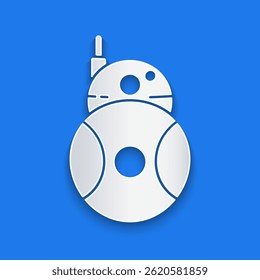 Paper cut Robot icon isolated on blue background. Paper art style. Vector