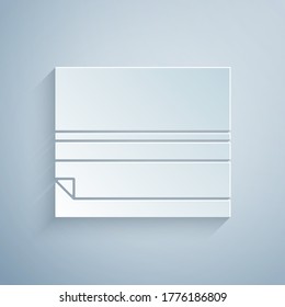 Paper cut Rolling paper icon isolated on grey background. Paper art style. Vector Illustration