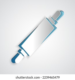 Paper cut Rolling pin icon isolated on grey background. Paper art style. Vector Illustration