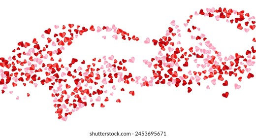 Paper cut rosy heart shapes confetti vector background. Valentine's Day decor. Poster backdrop. Cute heart relationship signs scatter.