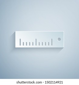 Paper cut Ruler icon isolated on grey background. Straightedge symbol. Paper art style. Vector Illustration