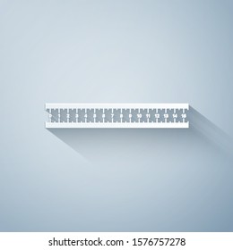 Paper cut Ruler icon isolated on grey background. Straightedge symbol. Paper art style. Vector Illustration