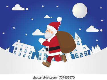 paper cut santa of merry christmas and happy new year,