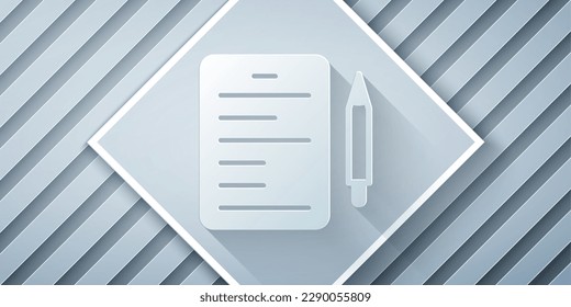 Paper cut Scenario icon isolated on grey background. Script reading concept for art project, films, theaters. Paper art style. Vector