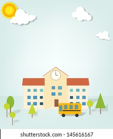 Paper cut school. Vector clipart