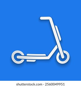 Paper cut Scooter delivery icon isolated on blue background. Delivery service concept. Paper art style. Vector