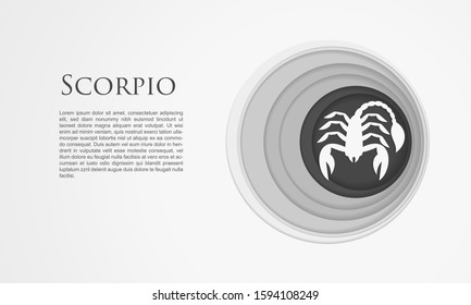 Paper cut Scorpio zodiac sign icon isolated on white background. Astrological horoscope collection. Paper art style. Vector Illustration