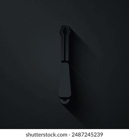 Paper cut Screwdriver icon isolated on black background. Service tool symbol. Paper art style. Vector