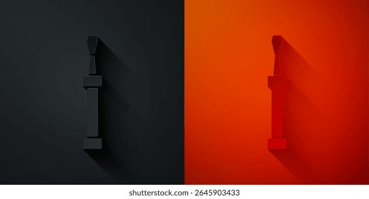 Paper cut Screwdriver icon isolated on black and red background. Service tool symbol. Paper art style. Vector