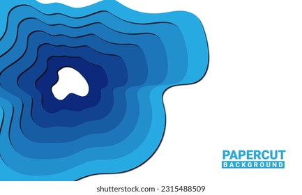 Paper cut sea wave vector. 3d craft art design. Travel background. Water cruise illustration. Nautical voyage, tour on yacht during vacation time advertisement