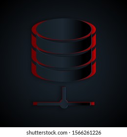 Paper cut Server, Data, Web Hosting icon isolated on black background. Paper art style. Vector Illustration