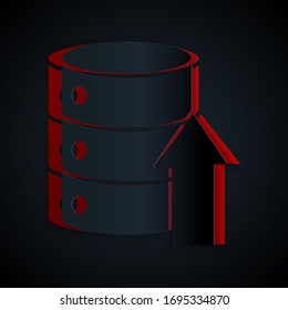 Paper cut Server, Data, Web Hosting icon isolated on black background. Paper art style. Vector Illustration