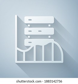Paper cut Server, Data, Web Hosting icon isolated on grey background. Paper art style. Vector