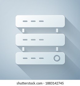 Paper cut Server, Data, Web Hosting icon isolated on grey background. Paper art style. Vector