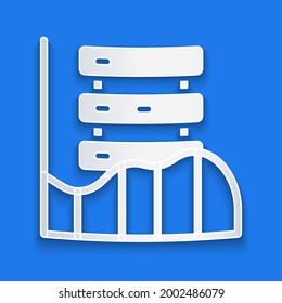 Paper cut Server, Data, Web Hosting icon isolated on blue background. Paper art style. Vector