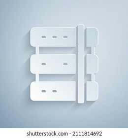 Paper cut Server, Data, Web Hosting icon isolated on grey background. Paper art style. Vector