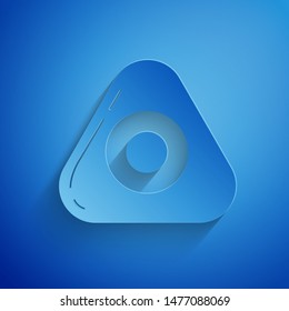 Paper cut Sewing chalk icon isolated on blue background. Paper art style. Vector Illustration