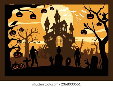 Paper Cut Shadow Box Halloween Haunted House  Layered Design