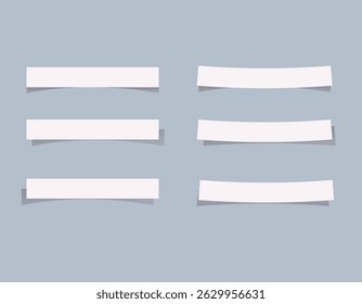 Paper cut shadow vector illustration. White paper strip notes.	
