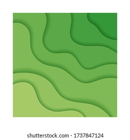 Paper cut shapes and 3D abstract background. Colorful carving art. Origami design template. Modern paper art green waves. 