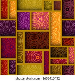 Paper cut shapes design pattern. Seamless vector pattern. Patchwork block layered style.